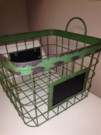 Wire basket with chalk board label space