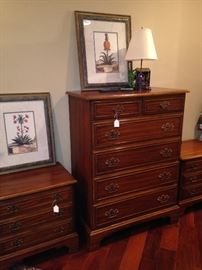 Six drawer chest of drawers with matching nightstands