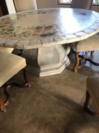 Large dining table with 6 high back chairs