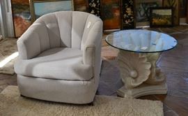 NICE OCCASIONAL CHAIR AND SEA SHELL TABLE