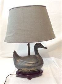 Pewter Duck Lamp. 