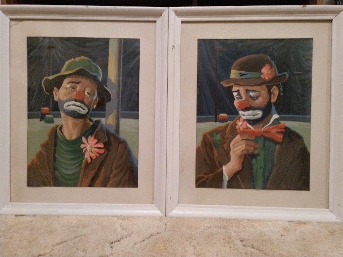 Paint by Numbers Clowns, framed with glass