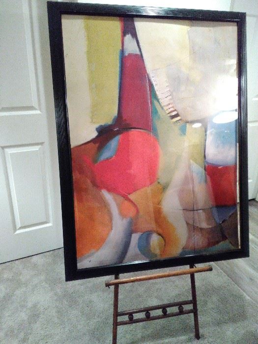 Abstract Print with Wooden Stand  https://www.ctbids.com/#!/description/share/8459