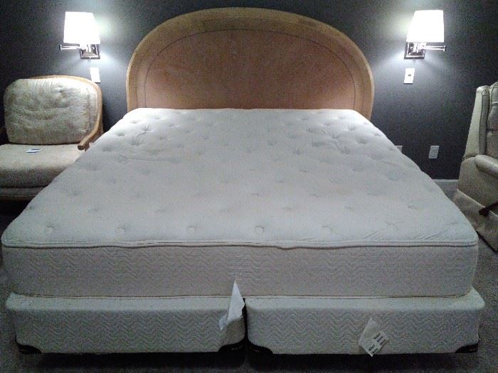King Size Mattress, Twin Box Springs, Bed Frame, and Wooden Head Board   https://www.ctbids.com/#!/description/share/8445
