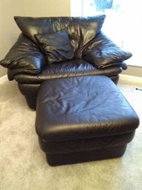 Black Leather Chair with Ottoman on Wheels  https://www.ctbids.com/#!/description/share/8434