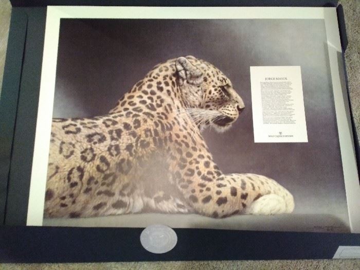 "Persian Leopard Portrait" Print by Jorge Mayol (1991) 
 https://www.ctbids.com/#!/description/share/9180