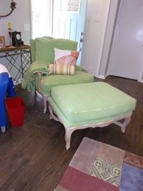 Antique french chair and matching ottoman