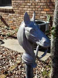 PAIR of aluminum Horse post toppers