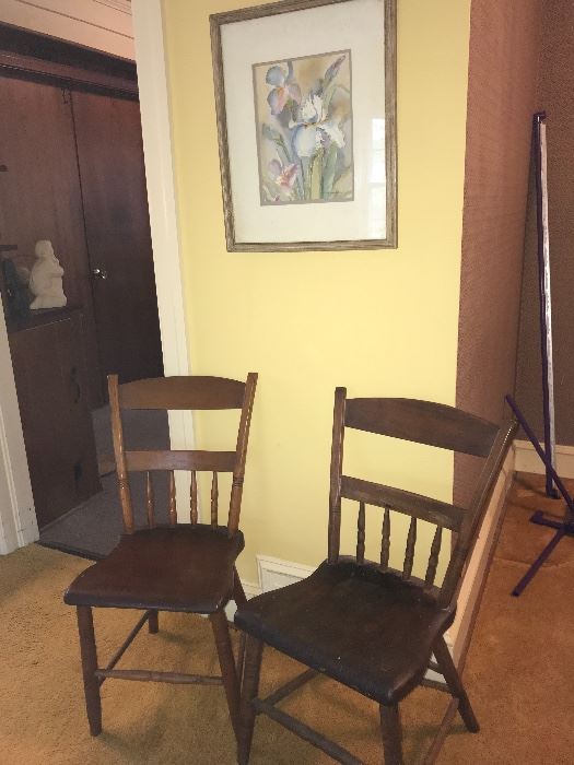 Two of 8 early chairs