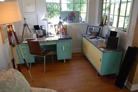 Vintage steel desk and credenza 