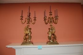 Vintage Lion Candelabras