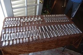 Gorham Sterling Flatware service for 24 with serving pieces - Strasbourg design with old marks - excellent condition.