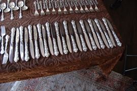 Gorham Sterling Flatware service for 24 with serving pieces - Strasbourg design with old marks - excellent condition.