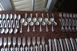 Gorham Sterling Flatware service for 24 with serving pieces - Strasbourg design with old marks - excellent condition.