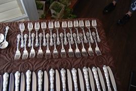 Gorham Sterling Flatware service for 24 with serving pieces - Strasbourg design with old marks - excellent condition.