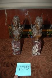 Pair of antique winged ladies