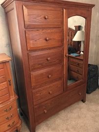Like New Bedroom Suite Mirrored Armoire and Chest