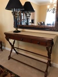 Side board with drawers. Large mirror. Lamp.