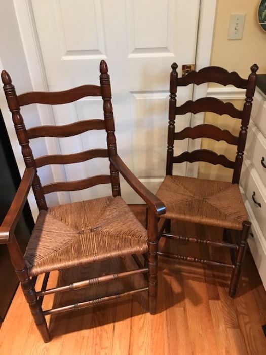 Set of six ladder back chairs.