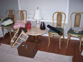 PAINTED BENTWOOD CHAIR SET  & MISC.