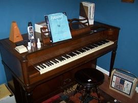 SPINET PIANO, CLAW-FOOT STOOL, METRONOME & MORE