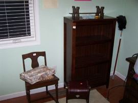 BOOKSHELF, VANITY CHAIR, GOUT STOOL