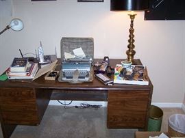 OFFICE DESK, TYPEWRITER & MISC.