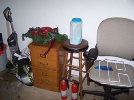 ANOTHER FILE CABINET, DESK CHAIR, ELECTROLUX VAC & MISC.