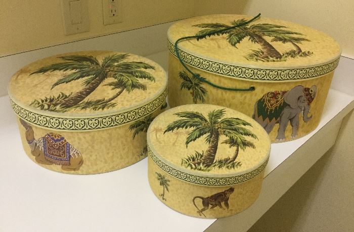 3 Tommy Bahama stacking hat boxes