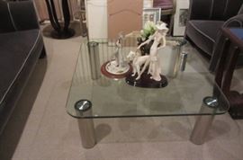 MARCUSO COCKTAIL TABLE CIRCA 1965 BY MARCO ZANUSO(STAINLESS STEEL AND GLASS)