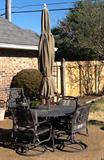 Wrought Iron Table/Umbrella/Chair Set
