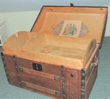Antique Solid Wood Steamer Trunk (inside view)