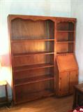 Antique hand-made Pine Bookshelf/Drop-Leaf Desk Wall Unit