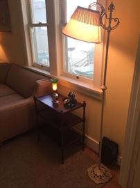 Tiered Table with Vintage Bell Cradle Telephone