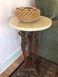 Figural Tripod Marble Top Table