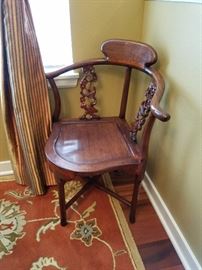 Side arm chair.  No maker.  27" across arms, 27" tall and 21" deep.  