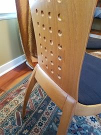 4 chairs available.  Made in Italy by IMS SRL.  Blond wood.  18" to seat, 23" seat to top, 16" deep.  