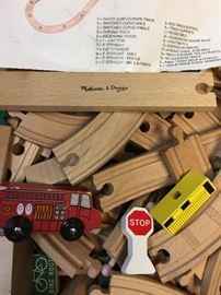 Melissa & Doug complete train sets. Large box of trains and accessories. 