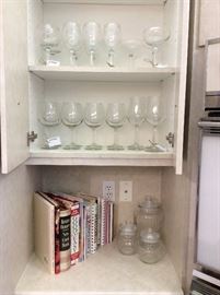 Sets of drinking glasses for water, wine and spirits. Lovely clean clear glass...