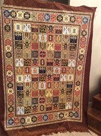 Vintage fringed wall hanging with damask counter-weave. #wall #decor