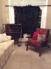 Various pelts, rugs and throws