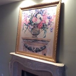 Oversized framed floral still life picture