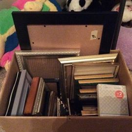 Picture frames for photos and mementos.