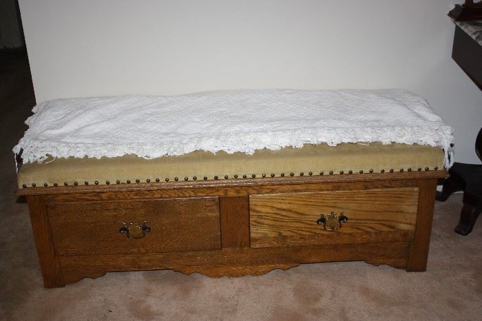 Vintage 2 Drawer Oak Bench