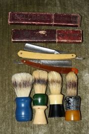 More Antique Shaving Items.  Strait Razors, Lather Brushes