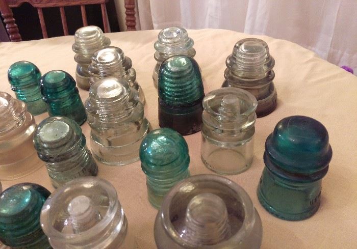 Vintage glass insulators from the 1900-1950s. 