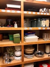 Large walk in pantry with many Kitchen and household items