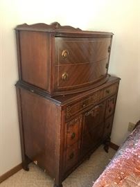 Antique Bedroom Set including Bed Headboard & Footboard, Double Chest and Vanity with Mirror.  Beautiful!