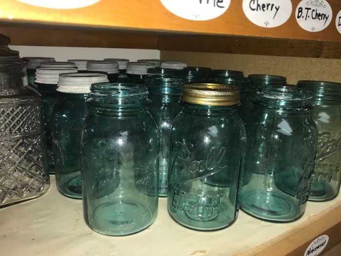 CANNING JARS INCLUDING  BLUE JARS