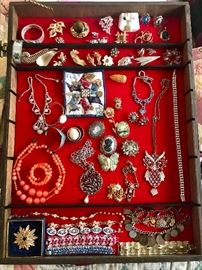 One of 4 cases of costume jewelry